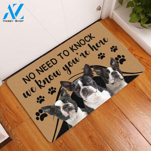 Boston Terrier No Need To Knock - Dog Doormat | Welcome Mat | House Warming Gift