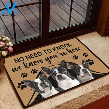 Boston Terrier No Need To Knock - Dog Doormat | Welcome Mat | House Warming Gift