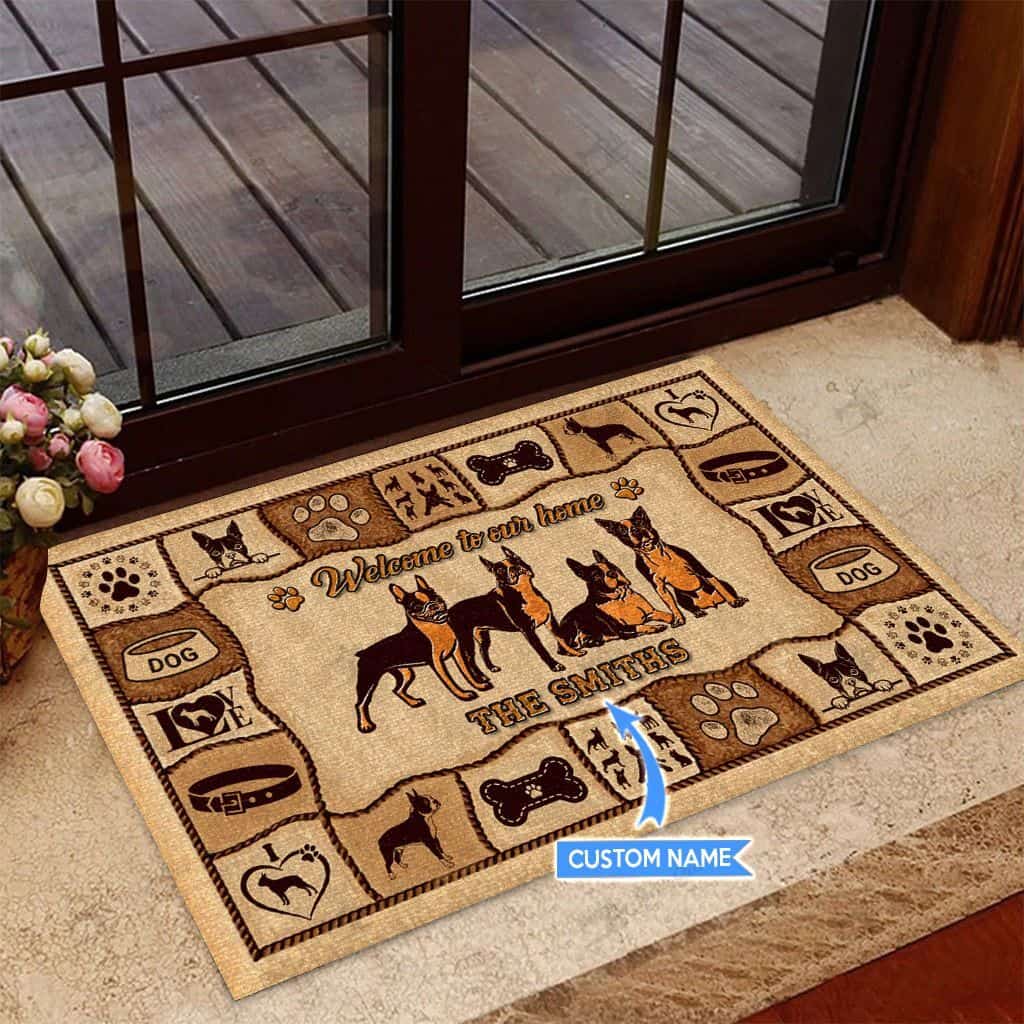 Boston Terrier Personalized Custom Name Doormat Welcome Mat