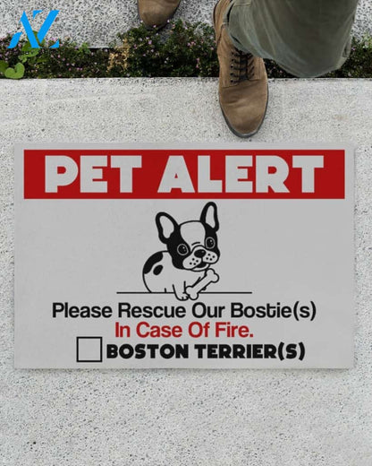 Boston Terrier Pet Doormat Please Rescue Our Bostie Indoor And Outdoor Doormat Warm House Gift Welcome Mat Gift For Friend Family Gift For Pet Lovers