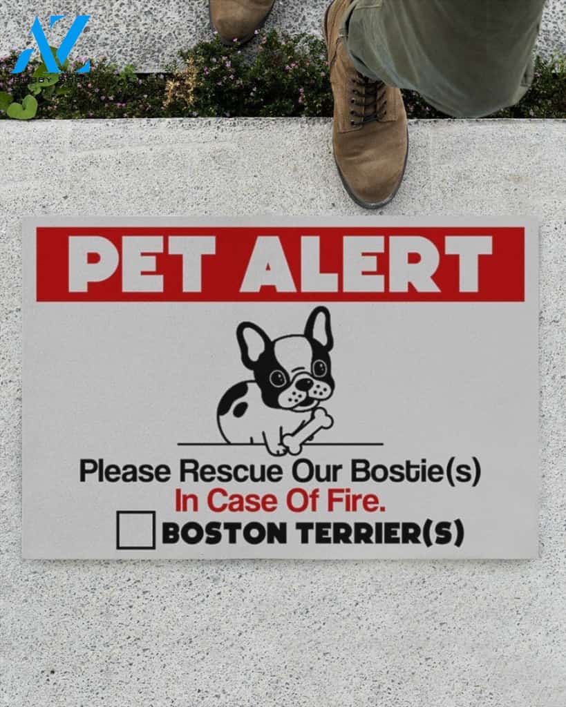 Boston Terrier Pet Doormat Please Rescue Our Bostie Indoor And Outdoor Doormat Warm House Gift Welcome Mat Gift For Friend Family Gift For Pet Lovers