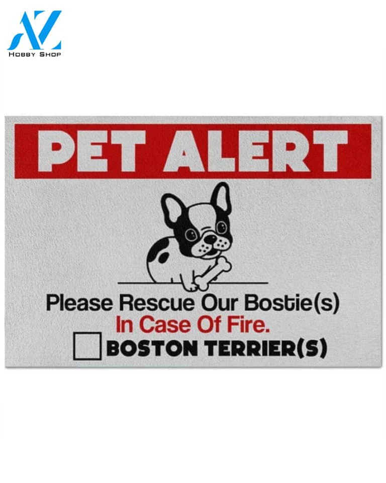 Boston Terrier Pet Doormat Please Rescue Our Bostie Indoor And Outdoor Doormat Warm House Gift Welcome Mat Gift For Friend Family Gift For Pet Lovers