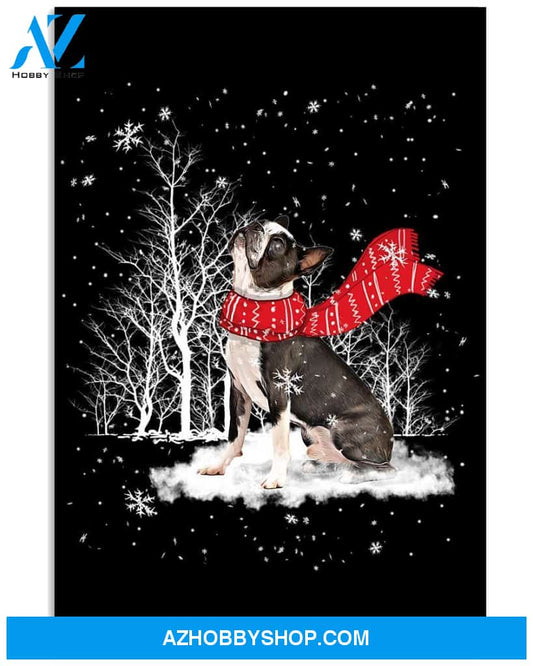 Boston Terrier Snow 16x24 Poster