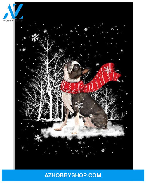 Boston Terrier Snow 11x17 Poster