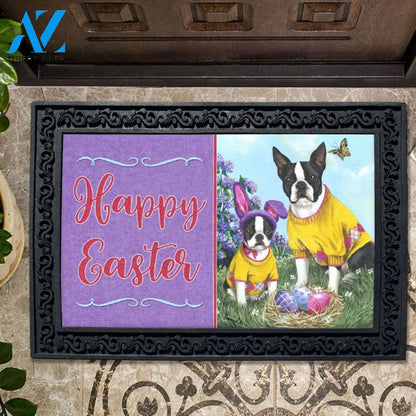 Boston Terrier Spring Bunny Doormat - 18" x 30"