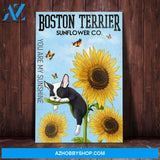 Boston Terrier Sunflower Sunshine Canvas Wall Art, Wall Decor Visual Art