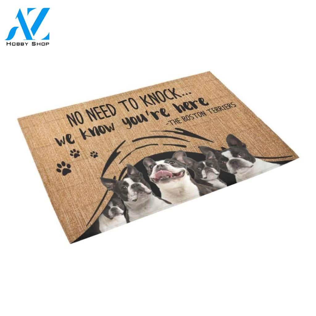 boston terrier we know Doormat - Welcome Mat - Home Decor