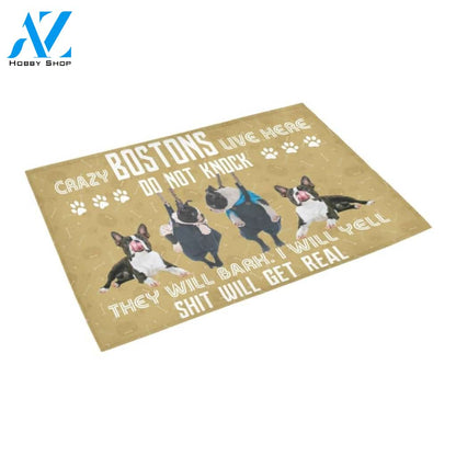 Boston Terriers Live Here Do Not Knock Doormat Indoor And Outdoor Mat Entrance Rug Sweet Home Decor Housewarming Gift Gift For Friend Family Stem Feminist