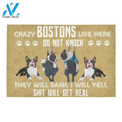 Boston Terriers Live Here Do Not Knock Doormat Indoor And Outdoor Mat Entrance Rug Sweet Home Decor Housewarming Gift Gift For Friend Family Stem Feminist