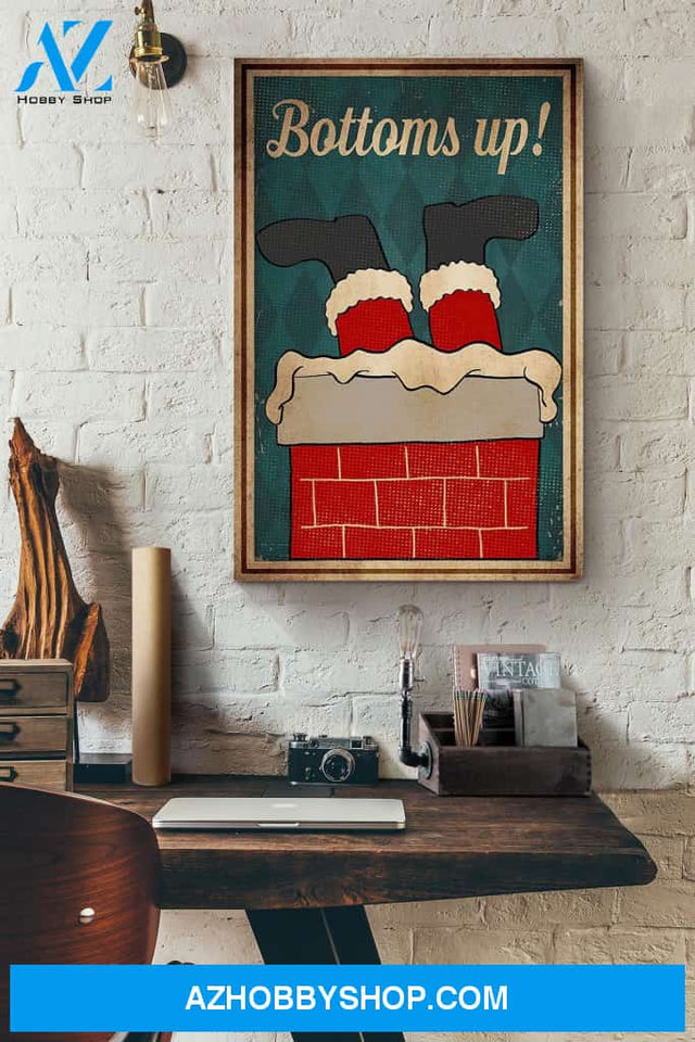 Bottoms Up Santa Christmas Canvas And Poster, Wall Decor Visual Art