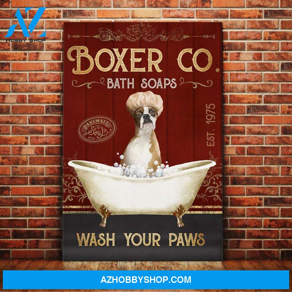 Boxer Dog Bath Soap Company Canvas Wall Art, Wall Decor Visual Art