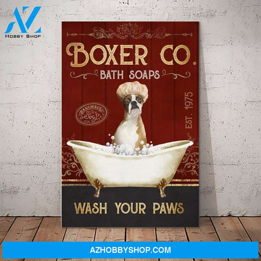 Boxer Dog Bath Soap Company Canvas Wall Art, Wall Decor Visual Art