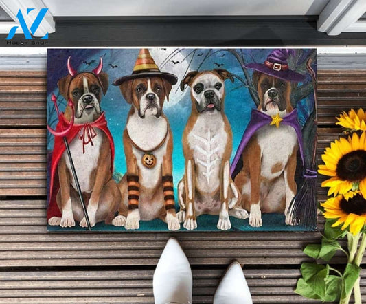 Boxer Dog Happy Halloween Day Doormat Welcome Mat Housewarming Gift Home Decor Gift For Dog Lovers Funny Doormat Gift Idea For Halloween