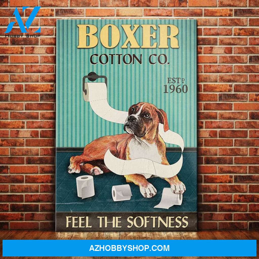 Boxer Dog Toilet Canvas Wall Art, Wall Decor Visual Art