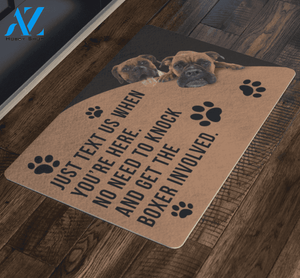 Boxer Doormat, Just Text Us When You’re Here No Need To Knock And Get The Boxer Involved | Welcome Mat | House Warming Gift