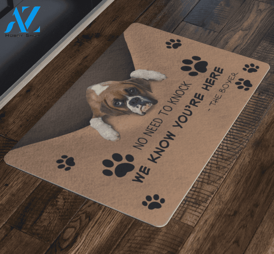 Boxer Doormat No Need To Knock We Know You’re Here | Welcome Mat | House Warming Gift