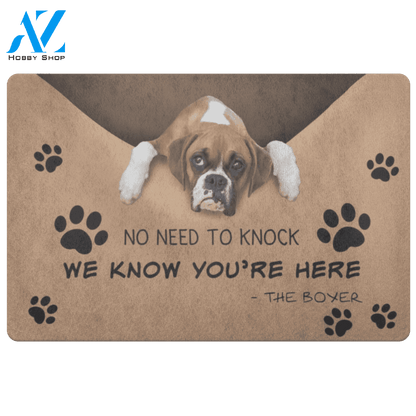 Boxer Doormat No Need To Knock We Know You’re Here | Welcome Mat | House Warming Gift