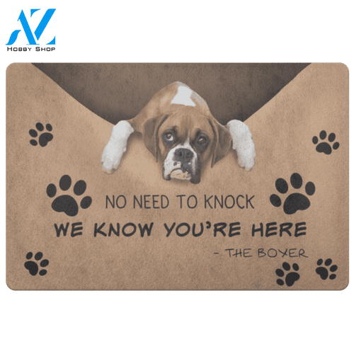 Boxer Doormat No Need To Knock We Know You’re Here | Welcome Mat | House Warming Gift