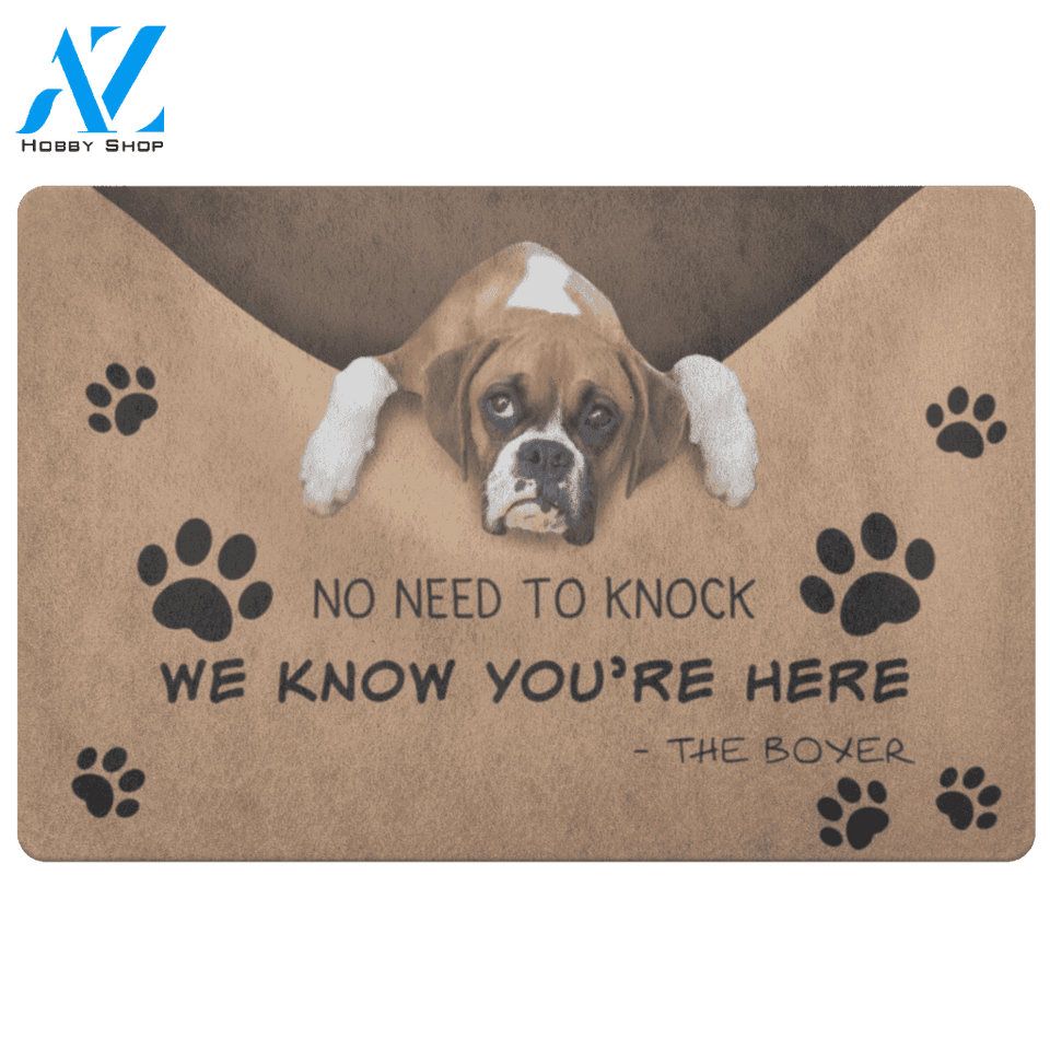 Boxer Doormat No Need To Knock We Know You’re Here | Welcome Mat | House Warming Gift