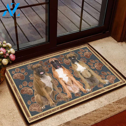 Boxer Flower Paw - Dog Doormat Welcome Mat House Warming Gift Home Decor Gift for Dog Lovers Funny Doormat Gift Idea