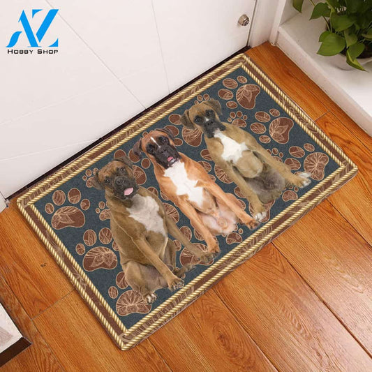 Boxer Flower Paw - Dog Doormat Welcome Mat House Warming Gift Home Decor Gift for Dog Lovers Funny Doormat Gift Idea
