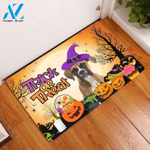 Boxer Halloween Trick Or Treat - Door Mat | Welcome Mat | House Warming Gift