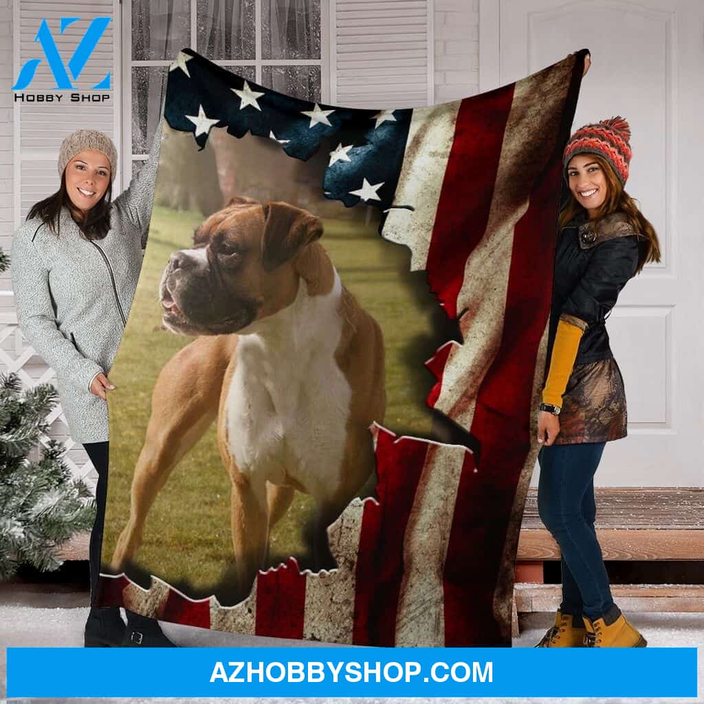Boxer Premium Blanket In The Flag Fleece Blanket