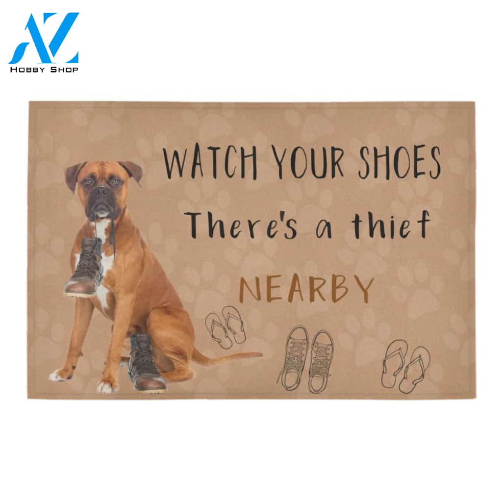 Boxer Watch Your Shoes Doormat Indoor And Outdoor Mat Entrance Rug Sweet Home Decor Housewarming Gift Gift For Friend Family Stem Feminist