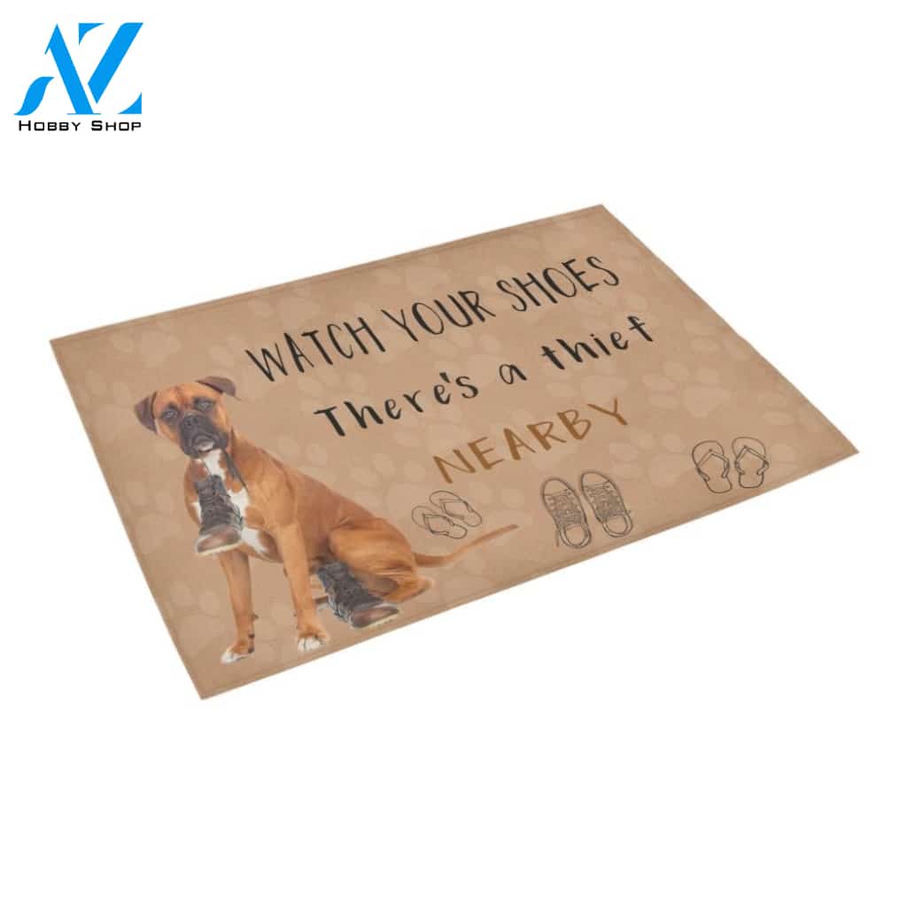 Boxer Watch Your Shoes Doormat Indoor And Outdoor Mat Entrance Rug Sweet Home Decor Housewarming Gift Gift For Friend Family Stem Feminist