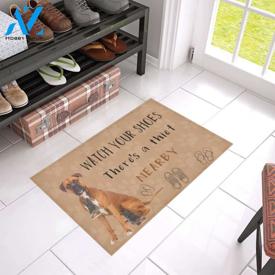 Boxer Watch Your Shoes doormat | Welcome Mat | House Warming Gift