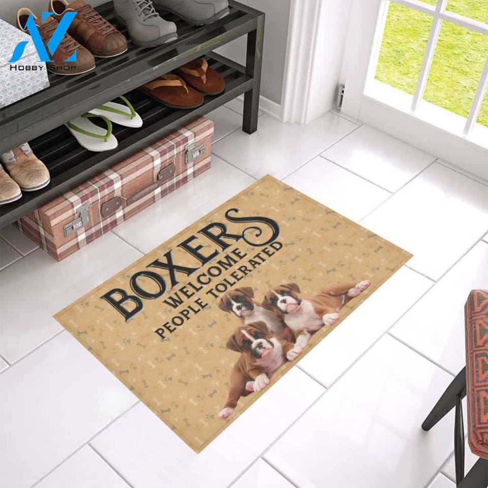 Boxer Welcome People Tolerated Doormat | Welcome Mat | House Warming Gift