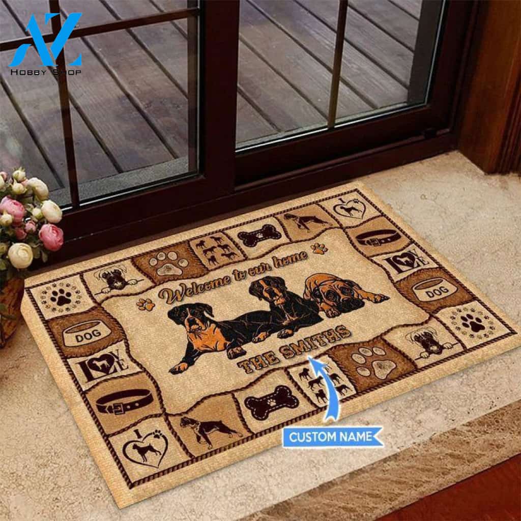 Boxer Welcome To Our Home Custom Doormat | Welcome Mat | House Warming Gift
