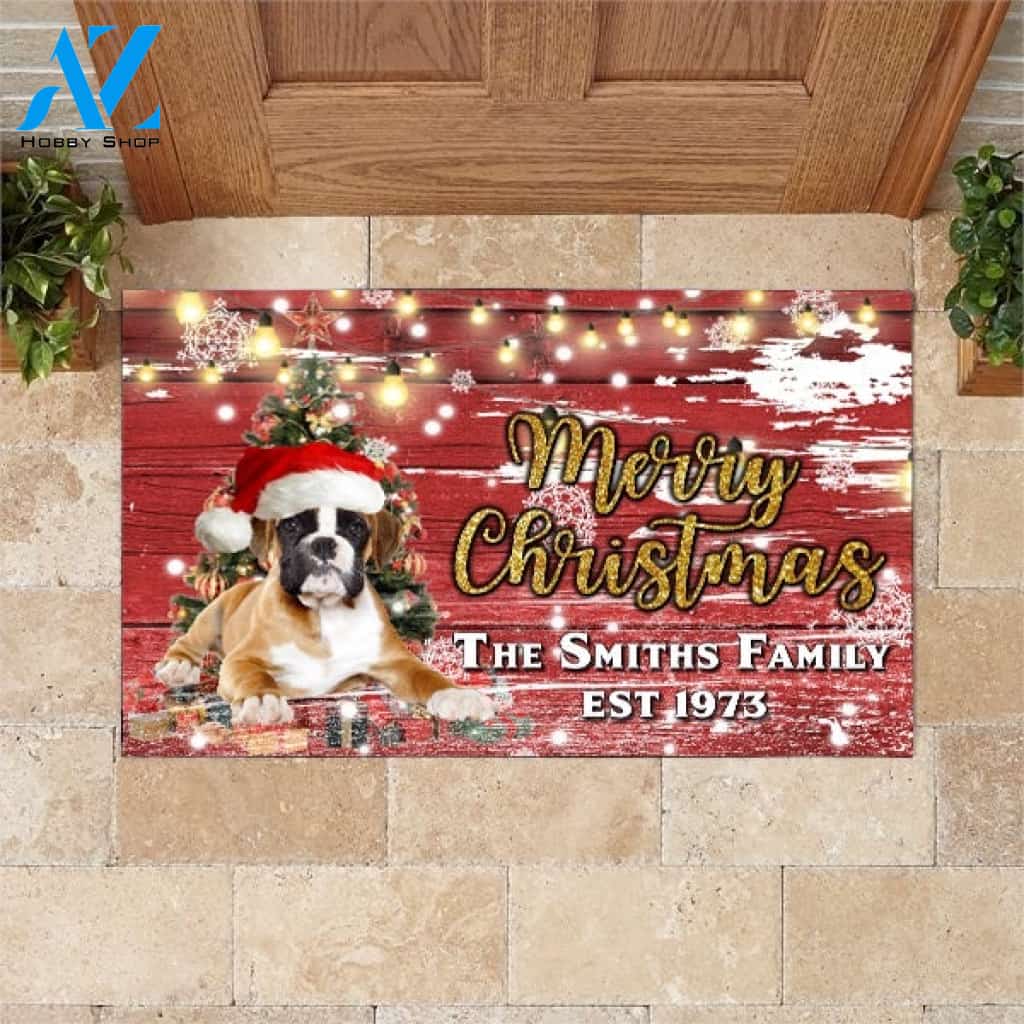 Boxer with Merry Christmas M4 Custom Doormat All Over Printed (6228)