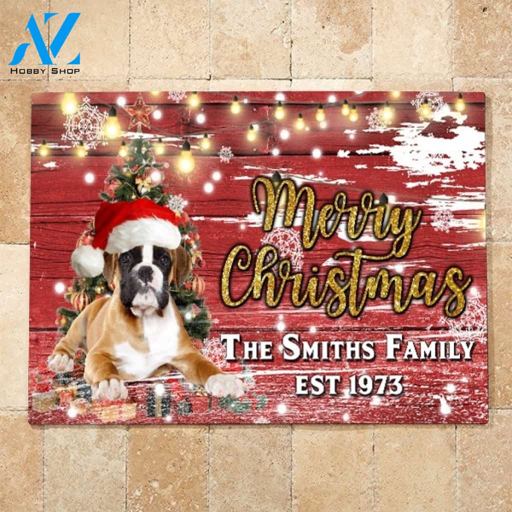 Boxer with Merry Christmas M4 Custom Doormat All Over Printed (6228)