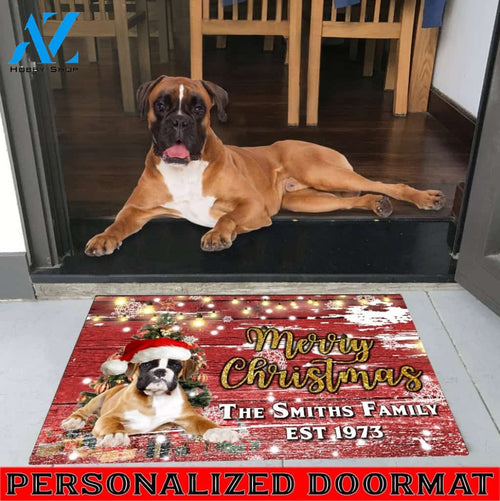 Boxer with Merry Christmas M4 Custom Doormat All Over Printed (6228)