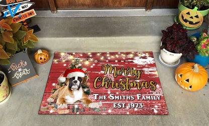 Boxer with Merry Christmas M4 Custom Doormat All Over Printed (6228)