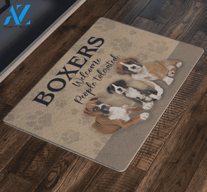 Boxers Welcome Peoples Tolerated Doormat | Welcome Mat | House Warming Gift