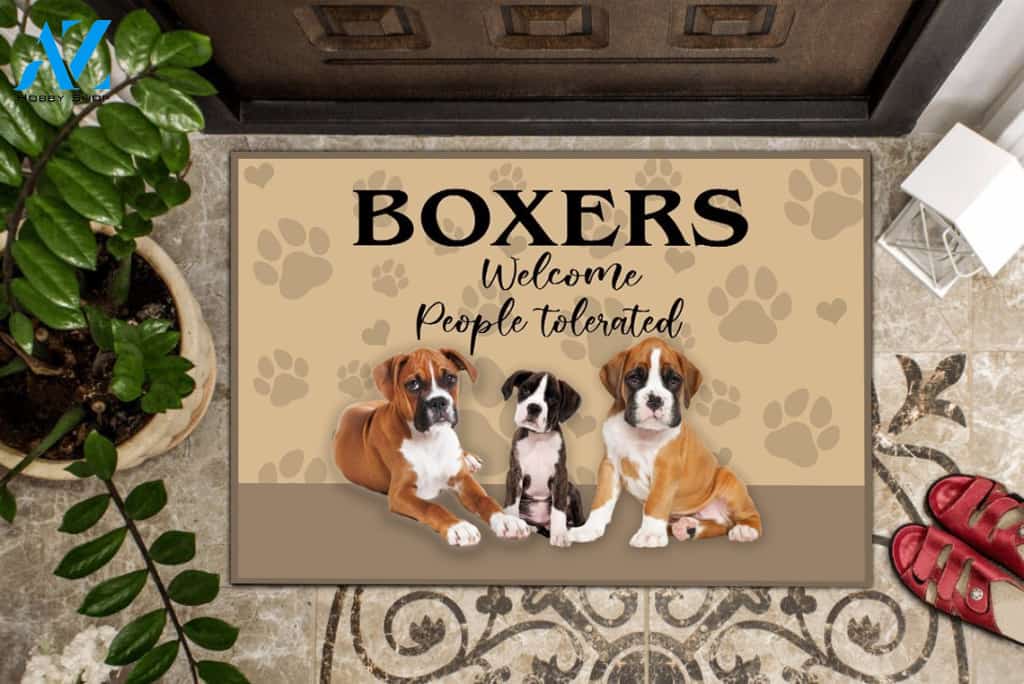 Boxers Welcome Peoples Tolerated Doormat | Welcome Mat | House Warming Gift