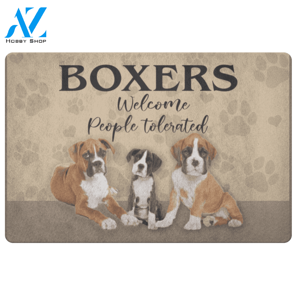 Boxers Welcome Peoples Tolerated Doormat | Welcome Mat | House Warming Gift