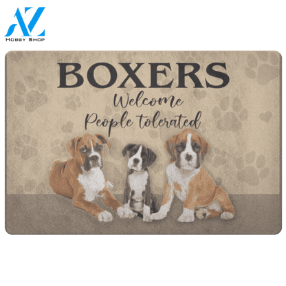 Boxers Welcome Peoples Tolerated Doormat | Welcome Mat | House Warming Gift