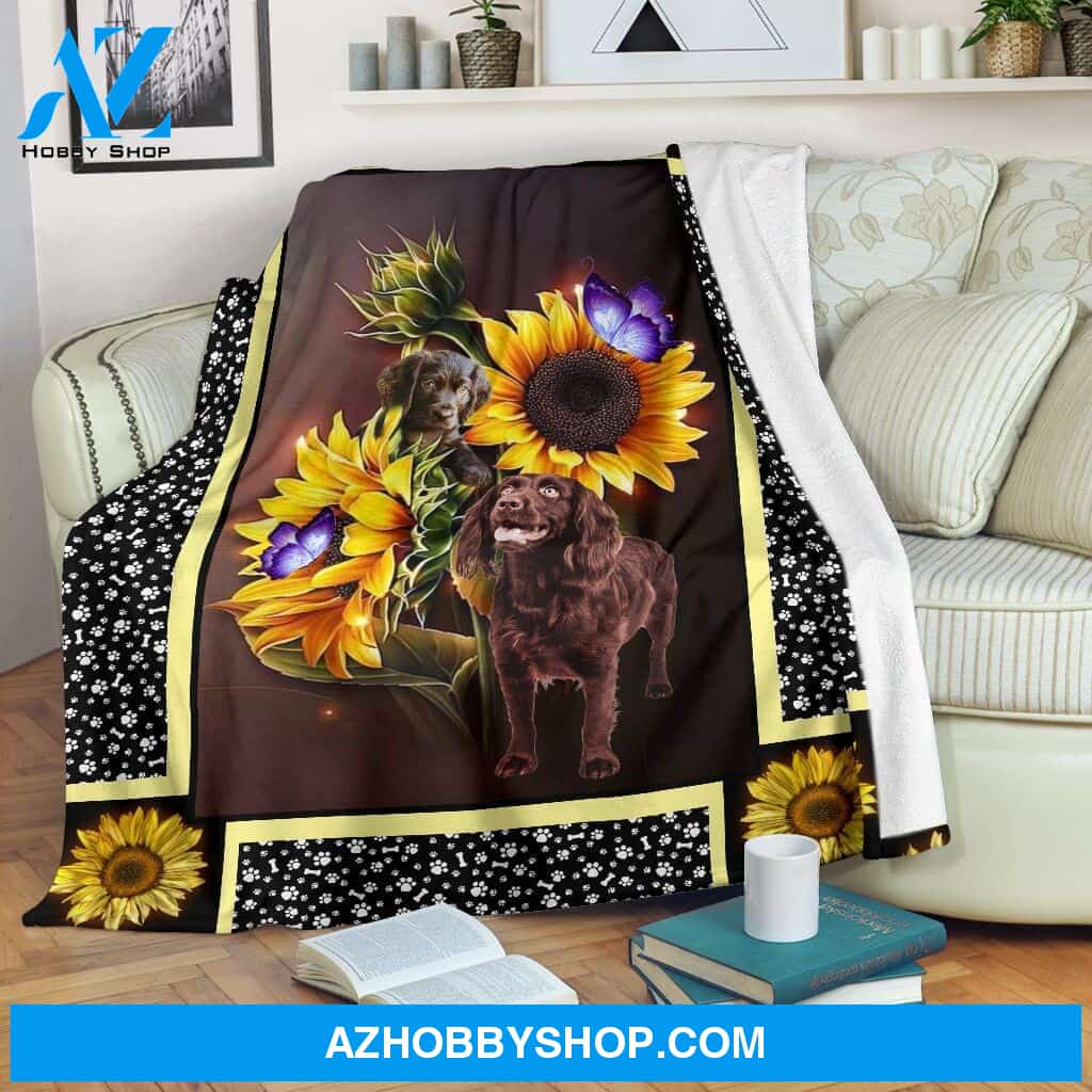 Boykin spaniel dark sunflower Fleece Blanket