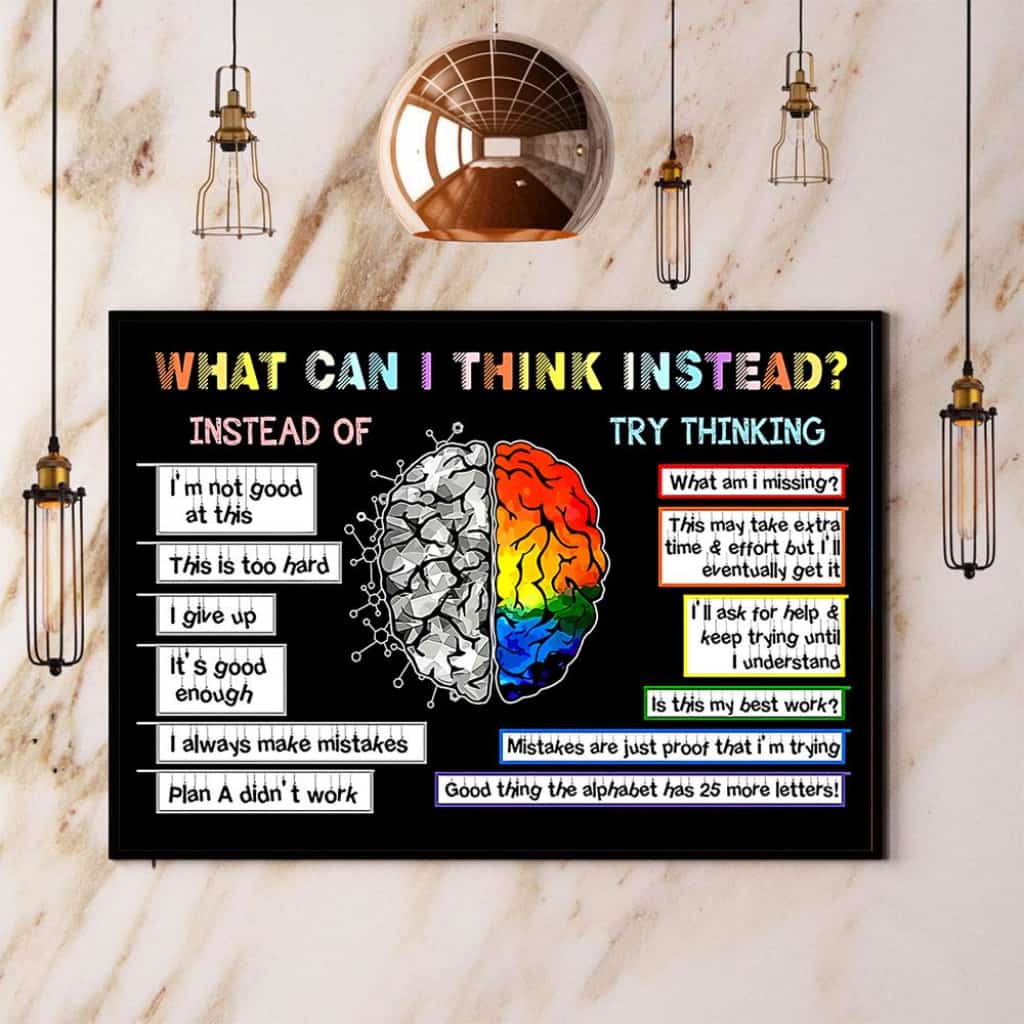 Brain Teacher What I Can Think Instead Paper Poster No Frame Matte Canvas Wall Decor