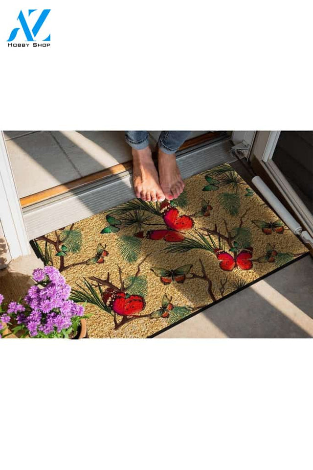 Branch Of Butterfly Butterfly Doormat Indoor And Outdoor Mat Entrance Rug Sweet Home Decor Housewarming Gift Gift For Friend Family Butterflies Lovers