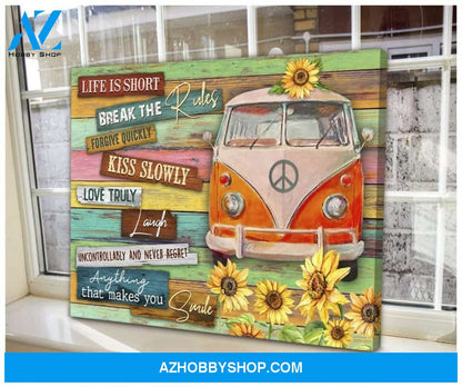 Break The Rules Hippie Wall Art Canvas, Wall Decor Visual Art