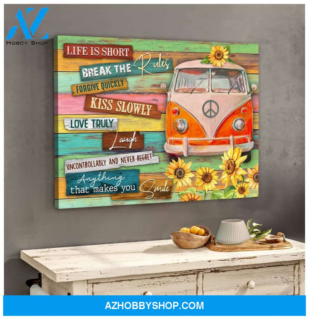 Break The Rules Hippie Wall Art Canvas, Wall Decor Visual Art