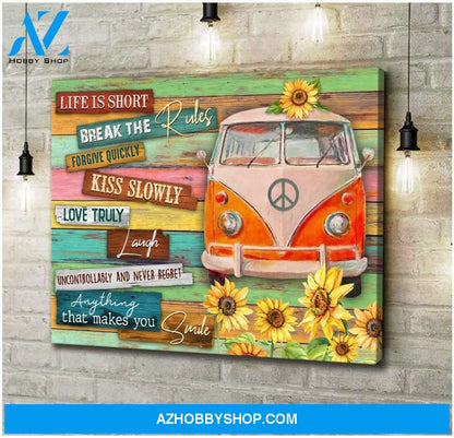 Break The Rules Hippie Wall Art Canvas, Wall Decor Visual Art