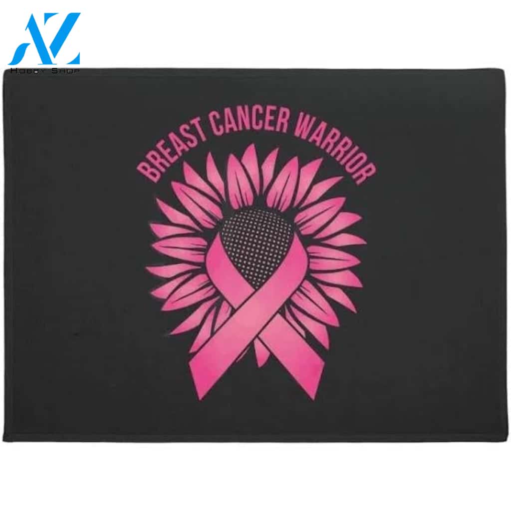 Breast Cancer Awaren - Warrior Sunflower Doormat Welcome Mat House Warming Gift Home Decor Funny Doormat Gift Idea