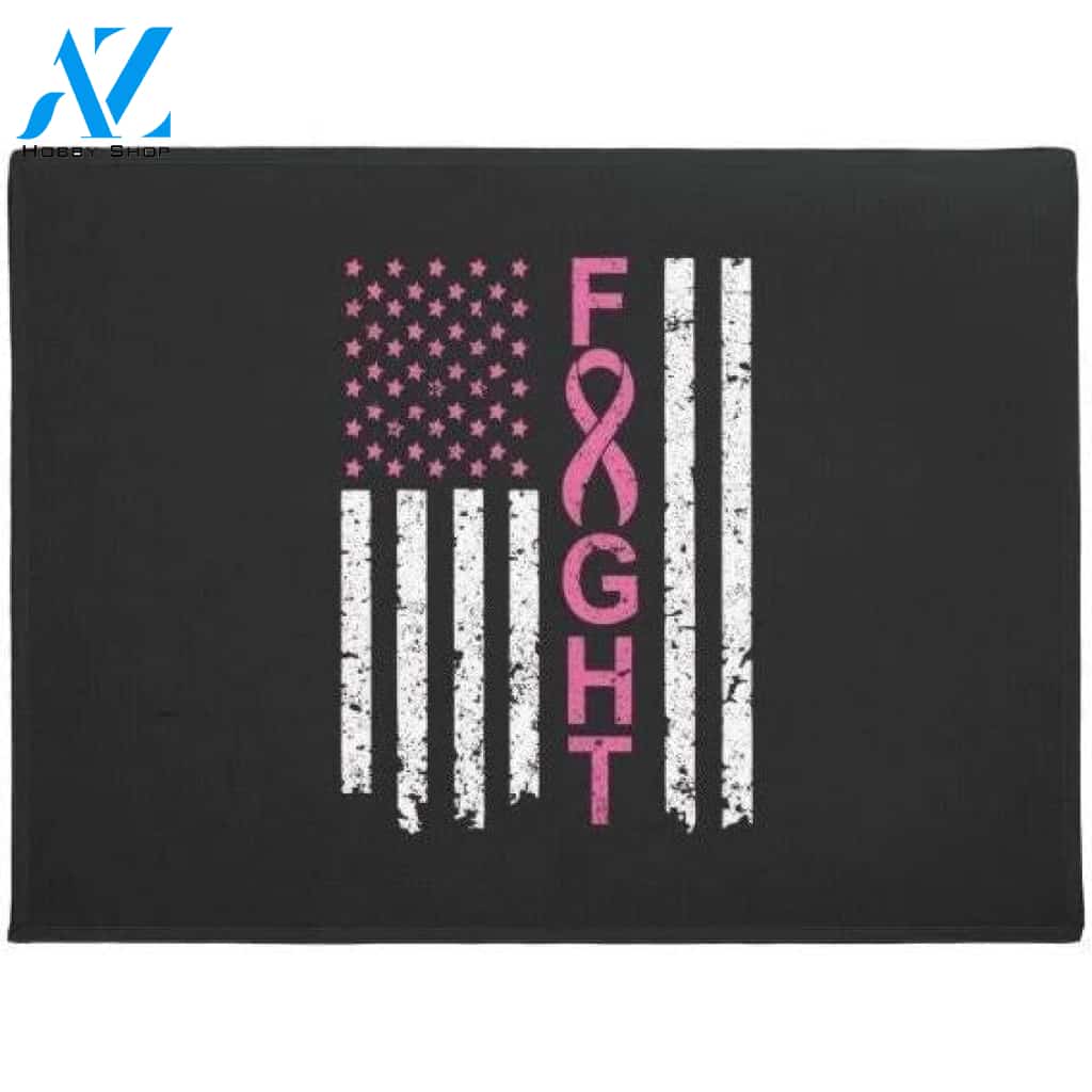Breast Cancer Awareness American Flag Doormat Welcome Mat House Warming Gift Home Decor Funny Doormat Gift Idea