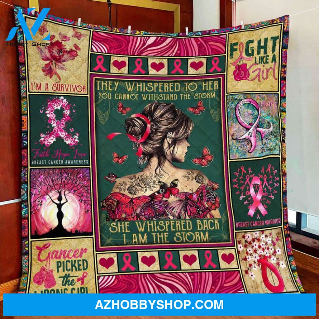Breast Cancer Awareness Fight Like A Girl The Storm Gift Fleece Blanket