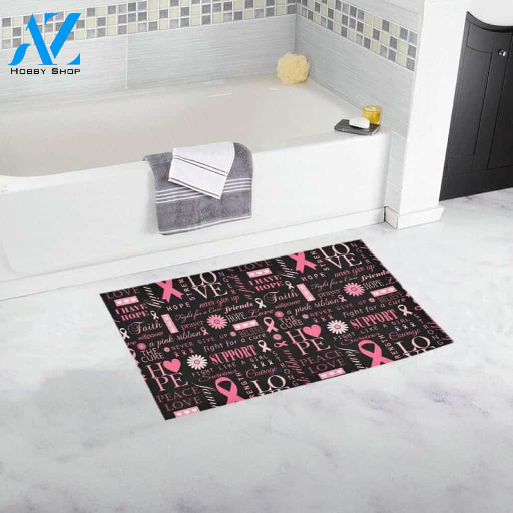 Breast Cancer Awareness Hope Peace Love Indoor And Outdoor Doormat Warm House Gift Welcome Mat Gift For Friend Gift For Family